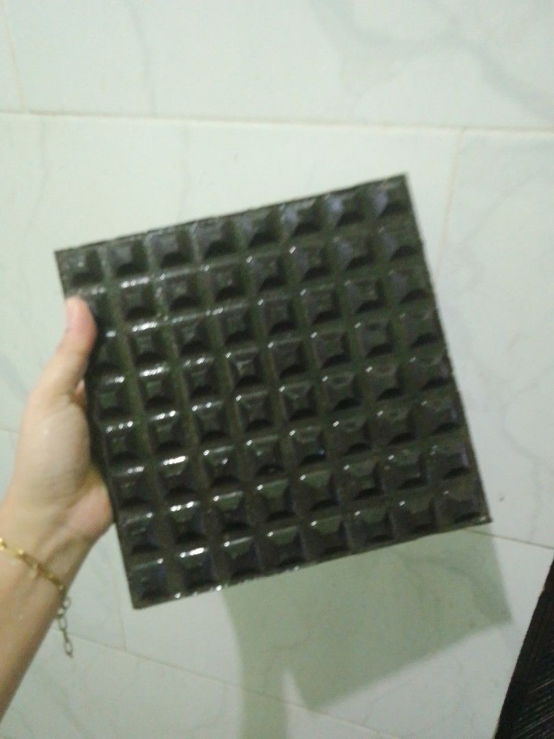 Black waffle tiles 8*8 inches on Carousell
