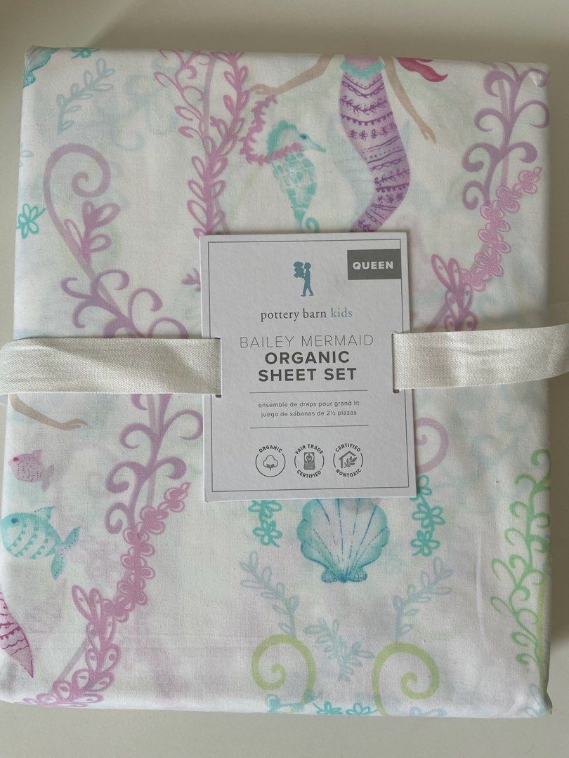 [Brand New] Pottery Barn Kids organic cotton queen flat sheets ...