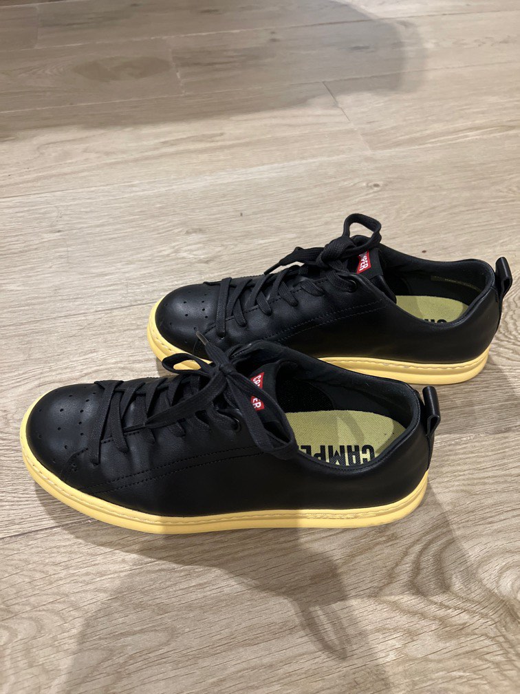 Camper Black and Yellow Leather Sneaker Runner Four for Men