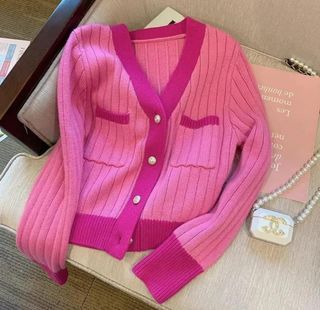 Cardigan Pink Zara  mango bershka look alike