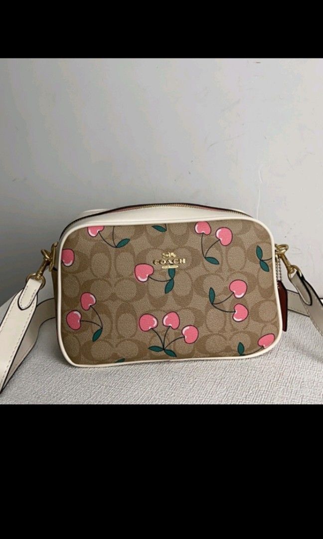 Coach cf423 Jamie Camera Bag In Signature Canvas With Heart Cherry