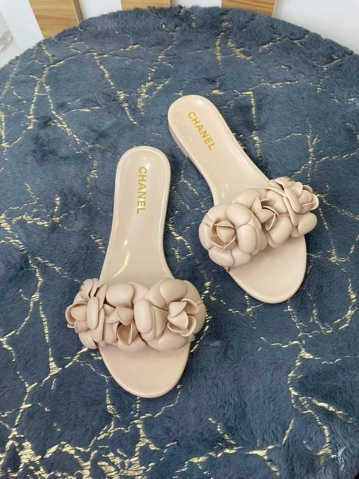 Chanel flower slides sales