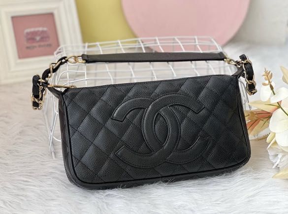Chanel Quilted Caviar CC Small Chain Bag (Same style with