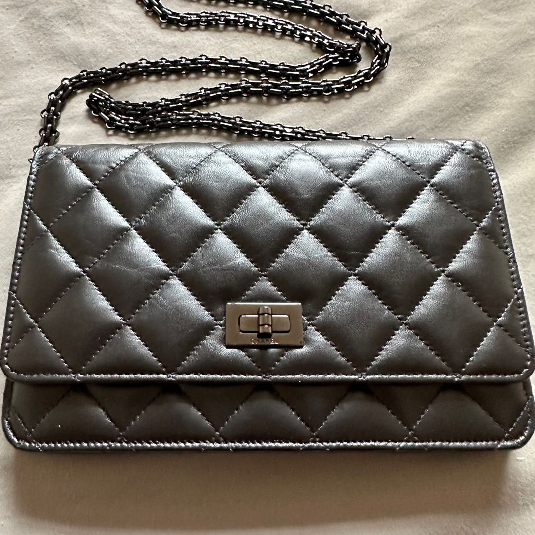 Chanel Reissue Wallet On Chain WOC So Black Aged Calfskin Black Hardware