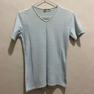 Closed Baby Blue Knitted Vneck Top