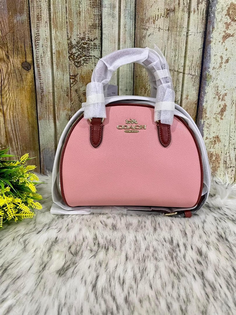 NWT COACH Sydney Satchel Crossbody With Houndstooth Print In Pink