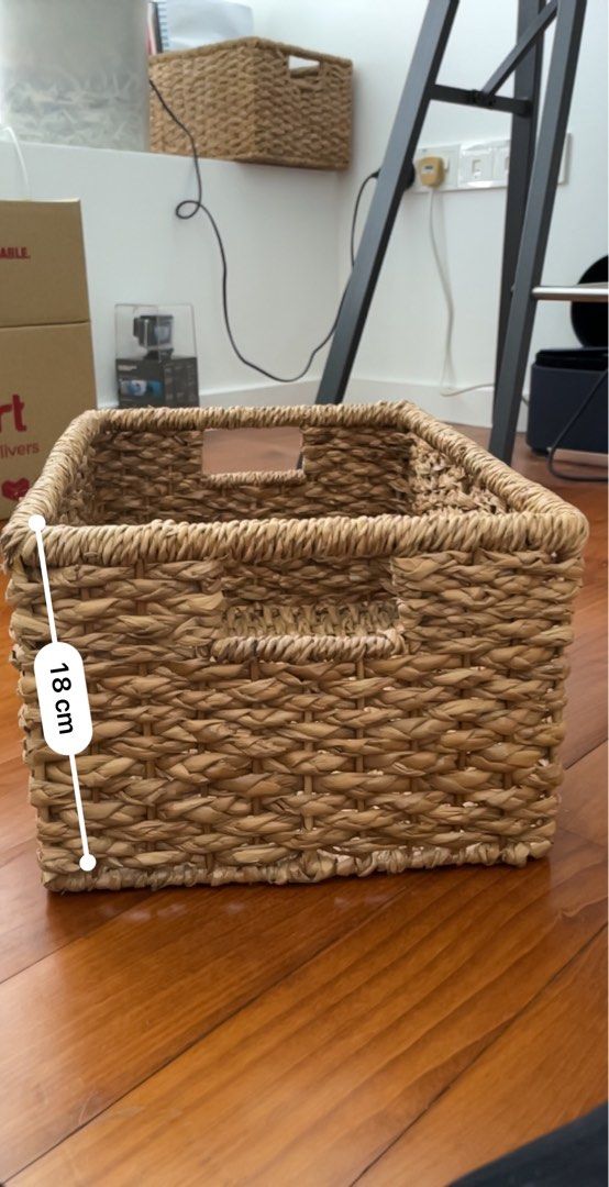Crate and barrel rattan basket, Furniture & Home Living, Home Decor