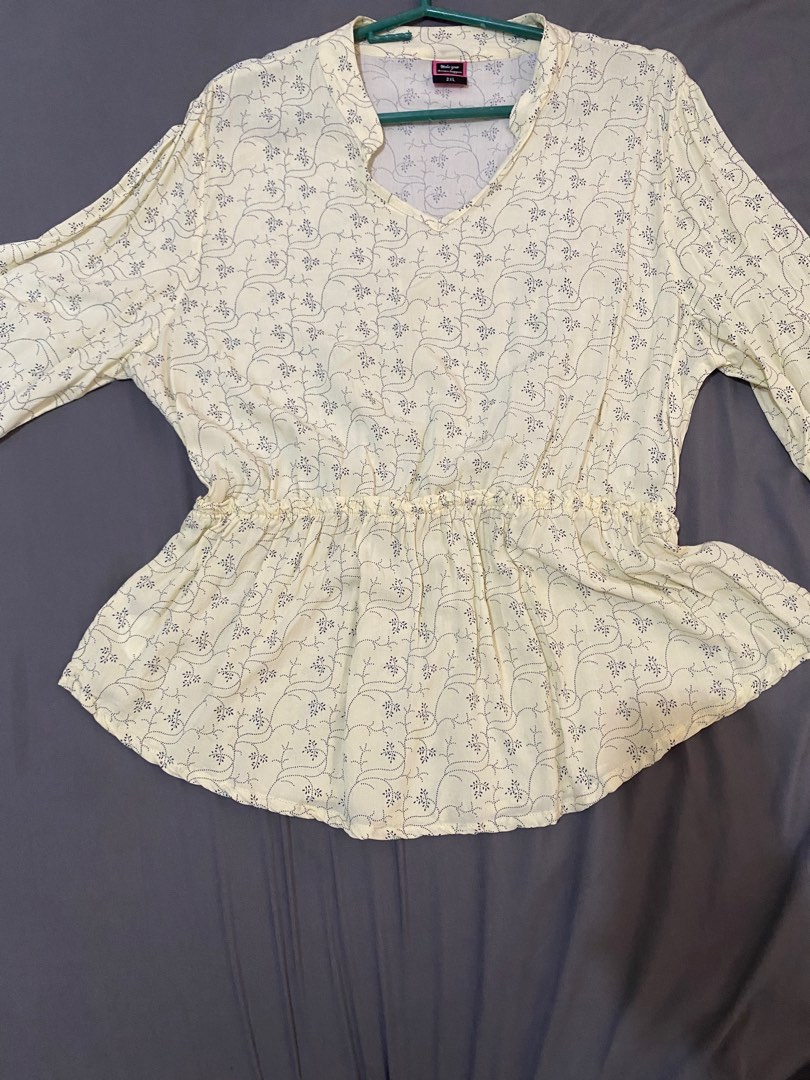 Crissa Light Yellow Blouse Long sleeves, Women's Fashion, Tops, Blouses