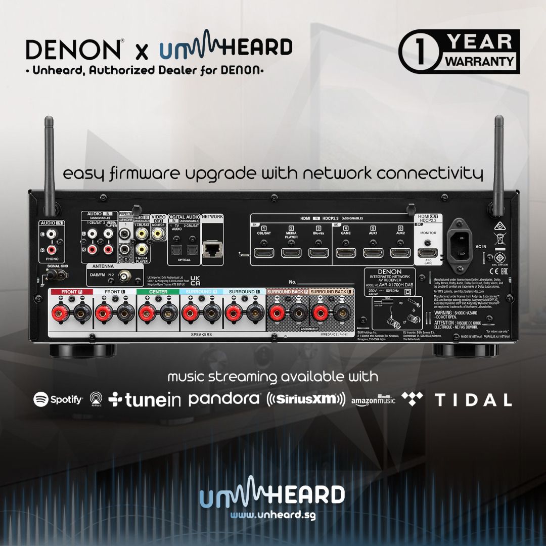 Denon AVRX1700H AV Receiver 7.2 Home Theatre Amplifier Denon X1700