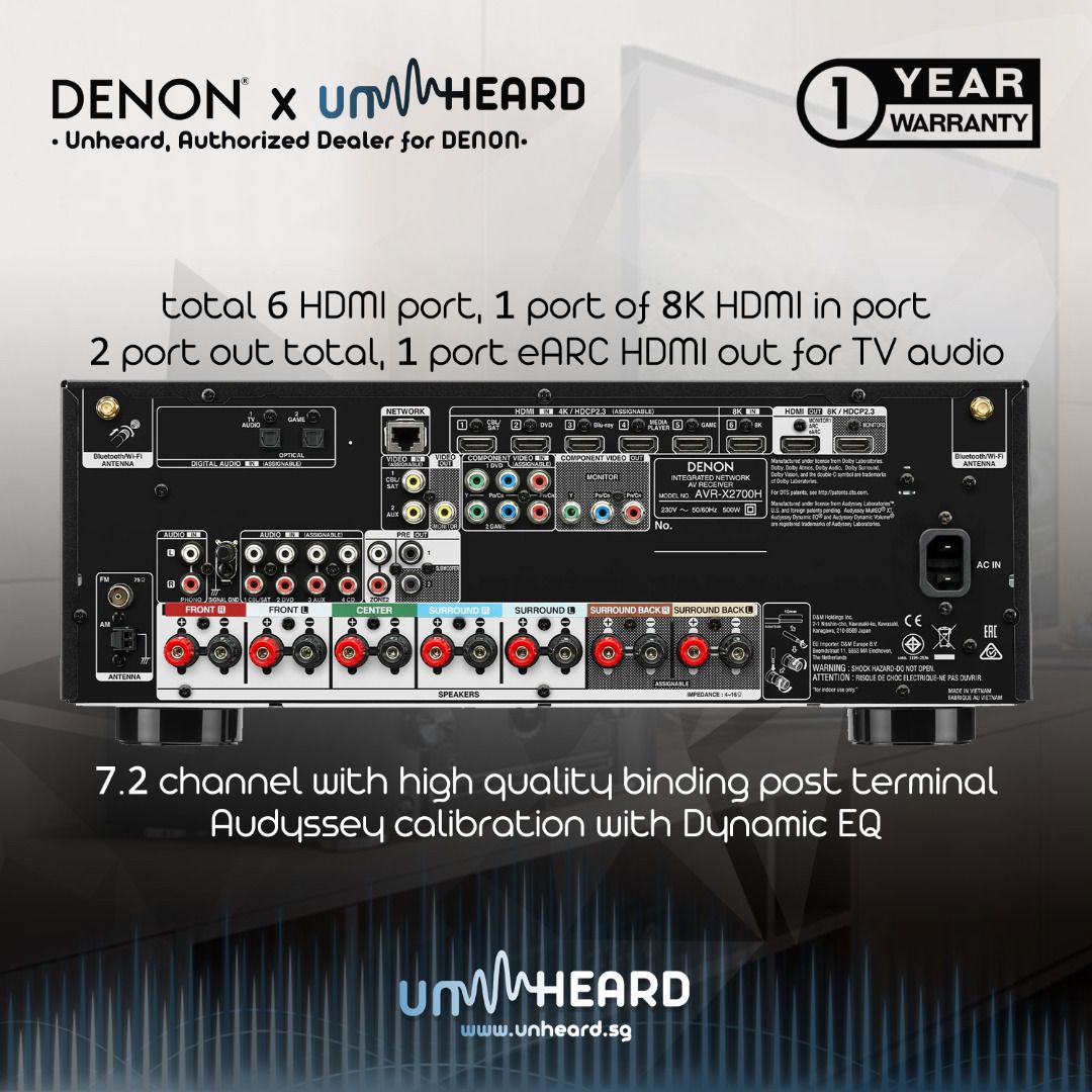 Denon AVRX2700H AV Receiver 7.2 Home Theatre Amplifier Denon X2700