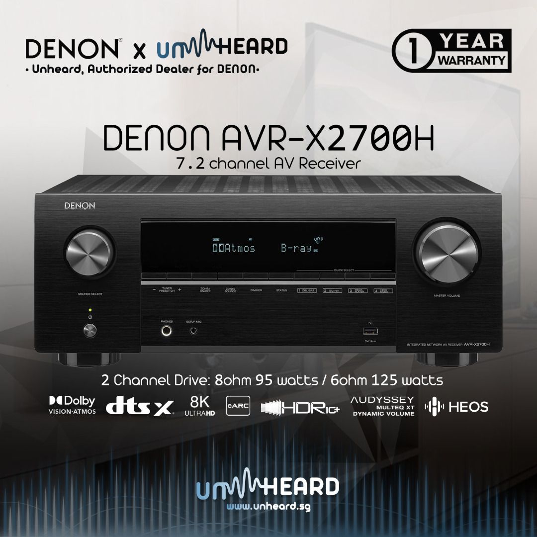 Denon AVRX2700H AV Receiver 7.2 Home Theatre Amplifier Denon X2700
