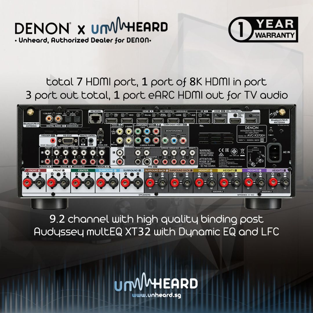 Denon AVRX3700H AV Receiver 9.2 Home Theatre Amplifier Denon X3700