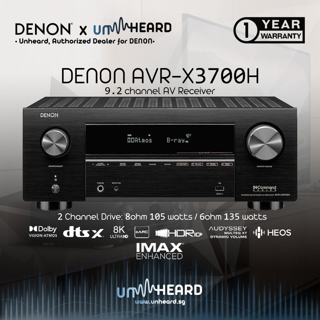 Denon AVRX3700H AV Receiver 9.2 Home Theatre Amplifier Denon X3700