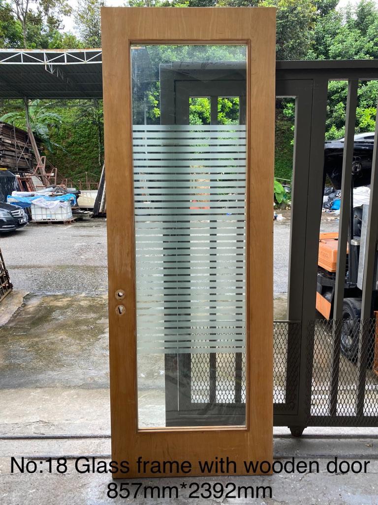 Designer’s Timber Door With Glass Panel, Furniture & Home Living