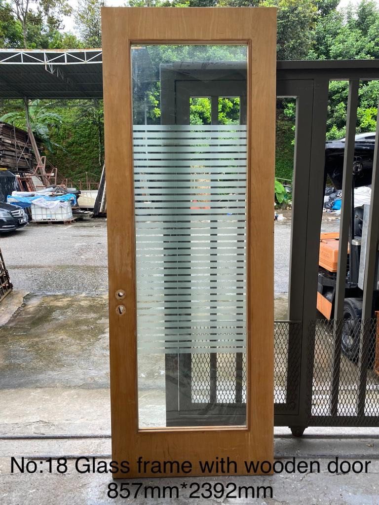 Designer’s Timber Door With Glass Panel, Furniture & Home Living