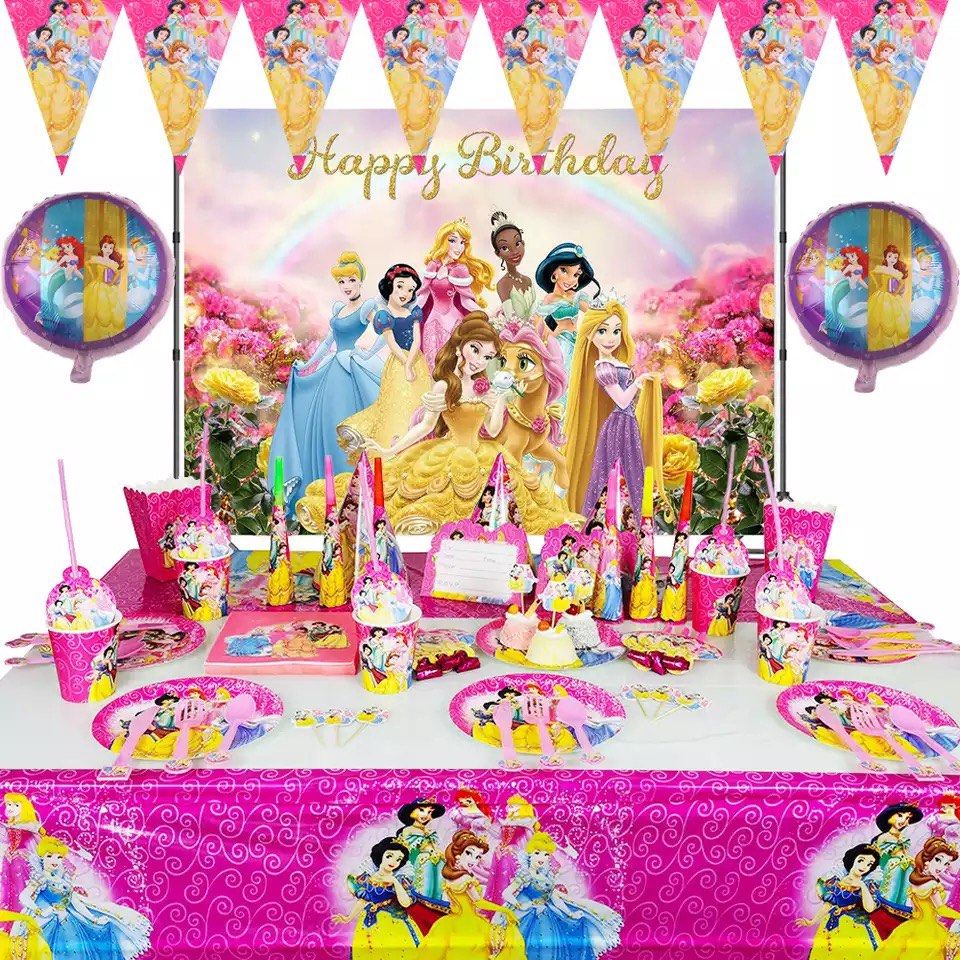 Disney Princess party supplies birthday banner backdrop / party deco