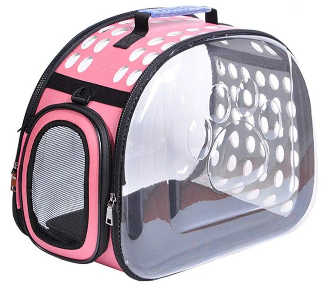 Pet carrier capsule travel bag LARGE (color PINK transparent only