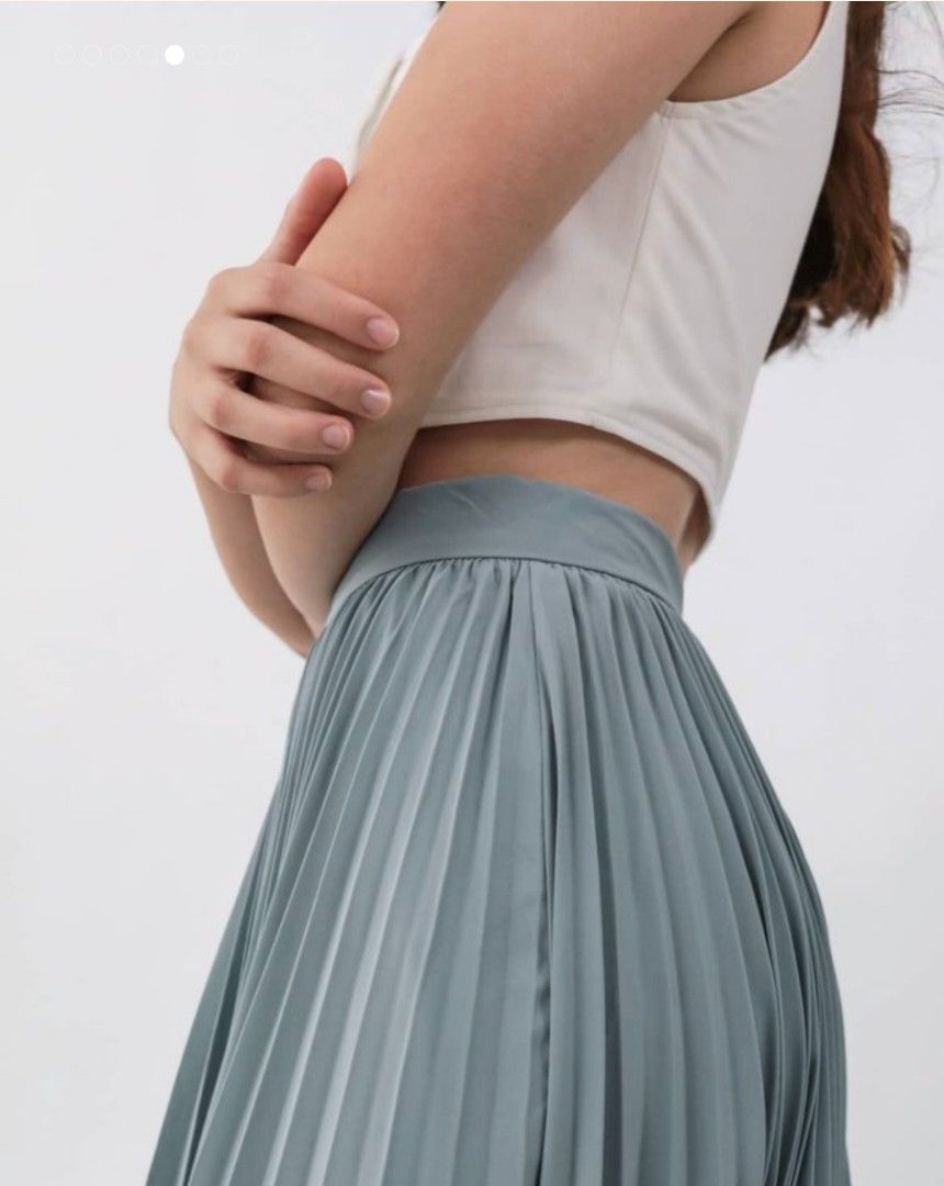 Dusty blue deals pleated skirt