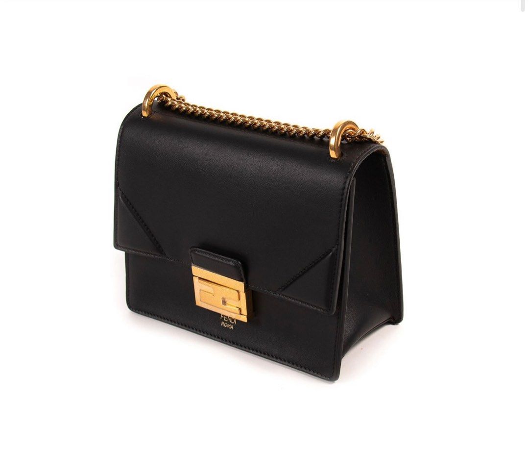 Fendi Black Leather Small Kan U Handbag Women s Fashion Bags