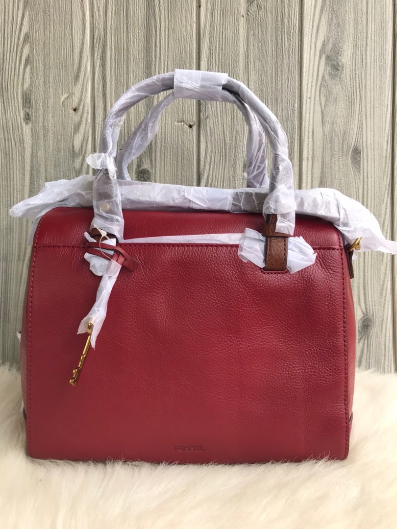 Fossil rachel satchel sale brick red