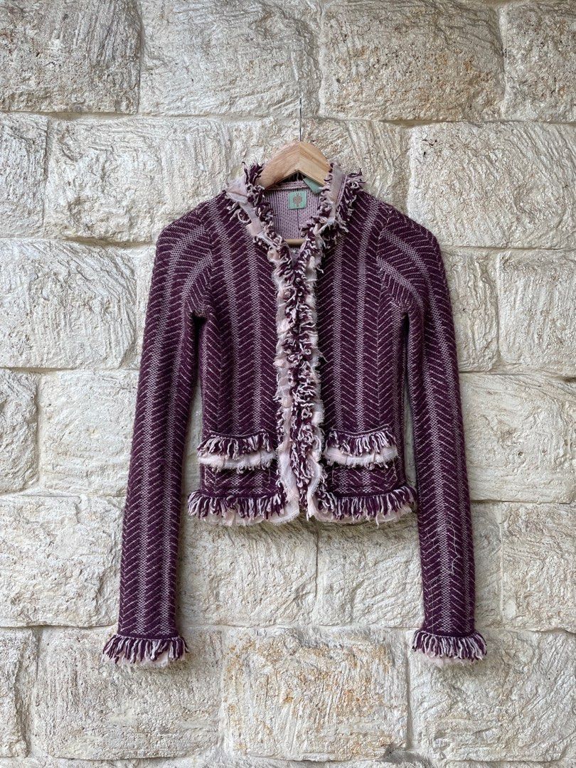 Fringe Trim Jacket with HWR Anthropologie Monogram, Women's Fashion