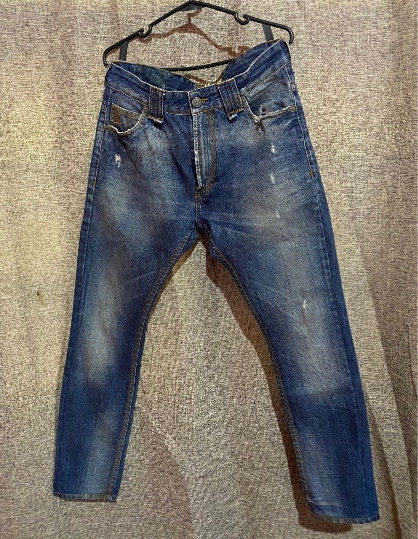 Galliano Distressed Cropped Jeans (Category: Luxury Apparel) located in Cordon. Submitted by bitxybitx (Listing ID 1214613783, Image 1). Description: One of a kind John Galliano Distressed Cropped Jeans With the designers Iconic newspaper print on the inside pockets. Edgy Distressing placements on jeans 29-30 Waist .
