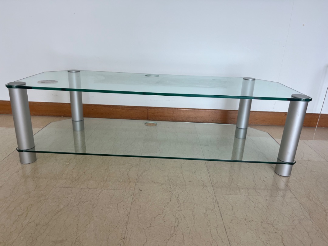 Glass tv console, Furniture & Home Living, Furniture, TV Consoles on