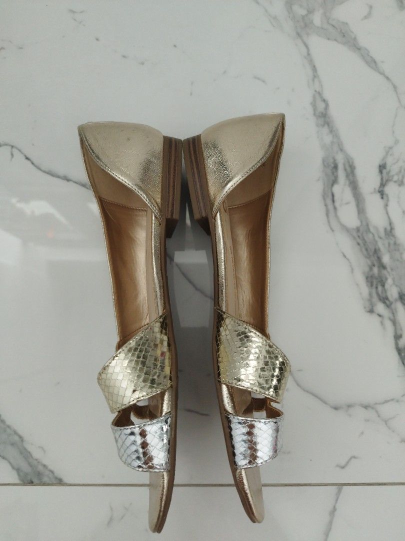 Gold silver straps sandals
