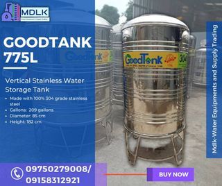 Goodtank 775L Vertical Stainless Water Storage Tank