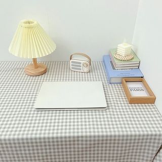 grey gingham desk / table cloth