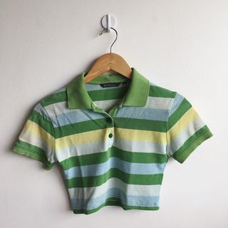 Green Polo Cropped Shirt