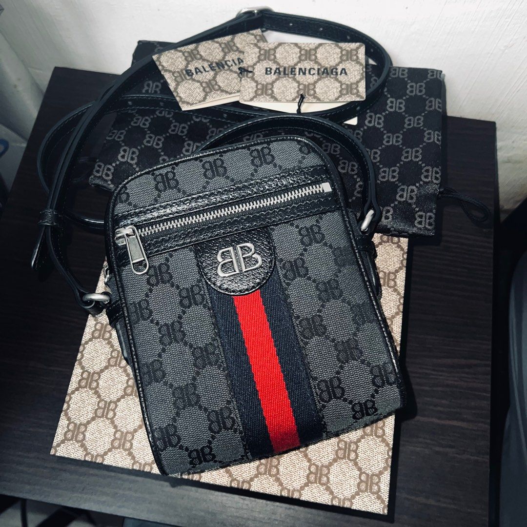 Gucci x Balenciaga The Hacker Project Black Monogram Jacquard Canvas Hacker Mini Bag Silver Hardware, 2021
