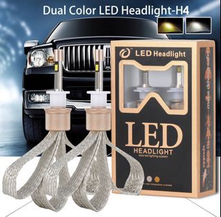 H4 LED Headlight Dual Color Light Hi-Lo Beam Bulb 11000LM