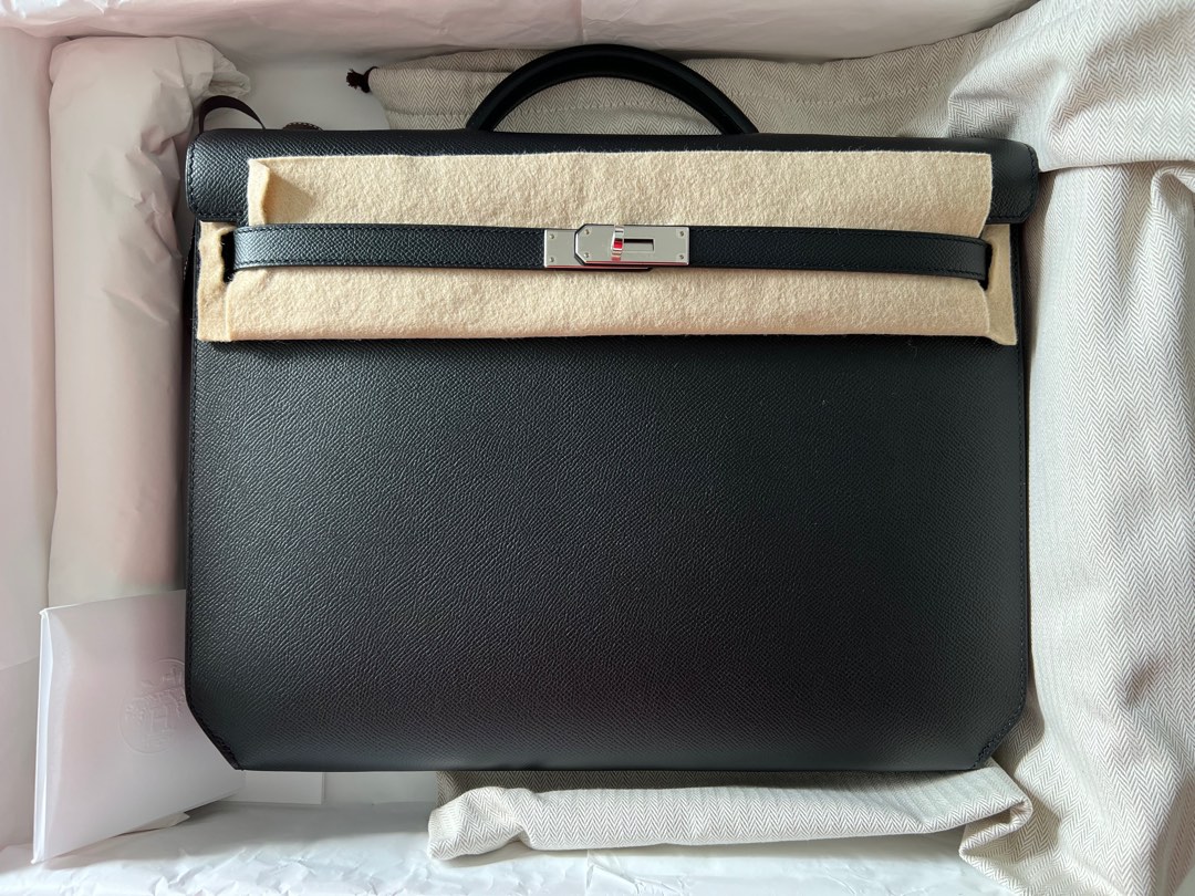 Hermes Kelly Depeches Briefcase - epsom, 36 size, black, Luxury