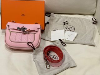 AUTHENTIC HERMES Berline 28 Rose Sakura Argile Pink Messenger Bag