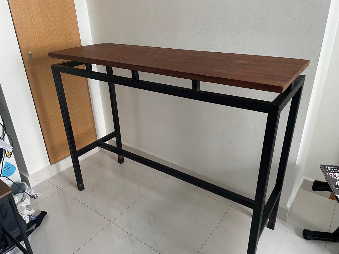 High desk / Kitchen unit / Work station / solid wood and metal / Table ...