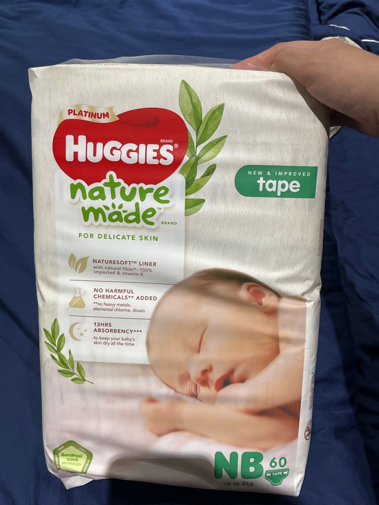 Huggies nature made diapers for newborns x4, Babies & Kids, Bathing