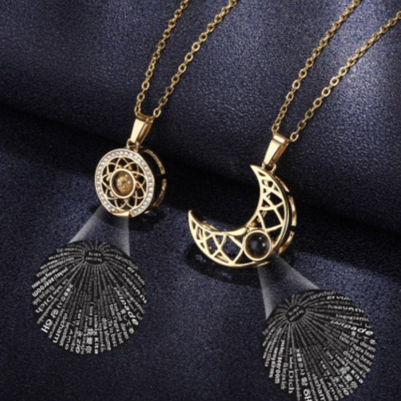 I Love You In 100 Languages Sun Moon Matching Necklaces Best
