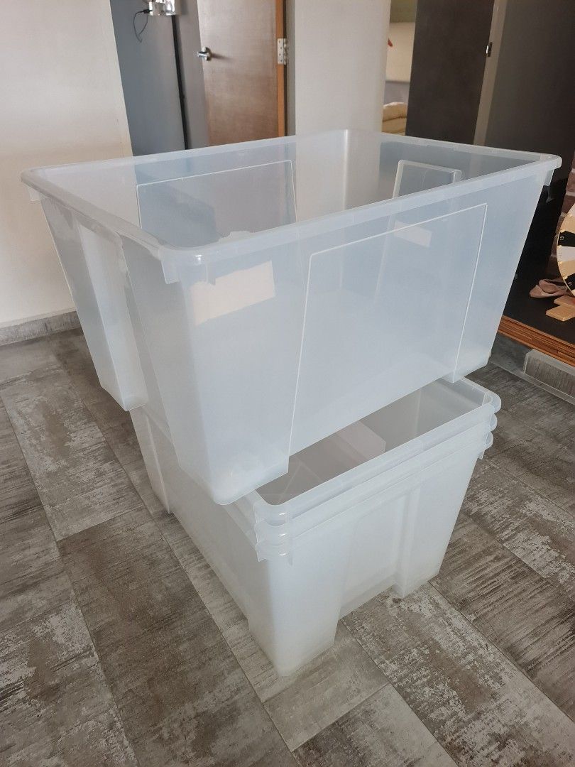 4 sets Ikea Plastic Storage box with cover, Furniture & Home Living