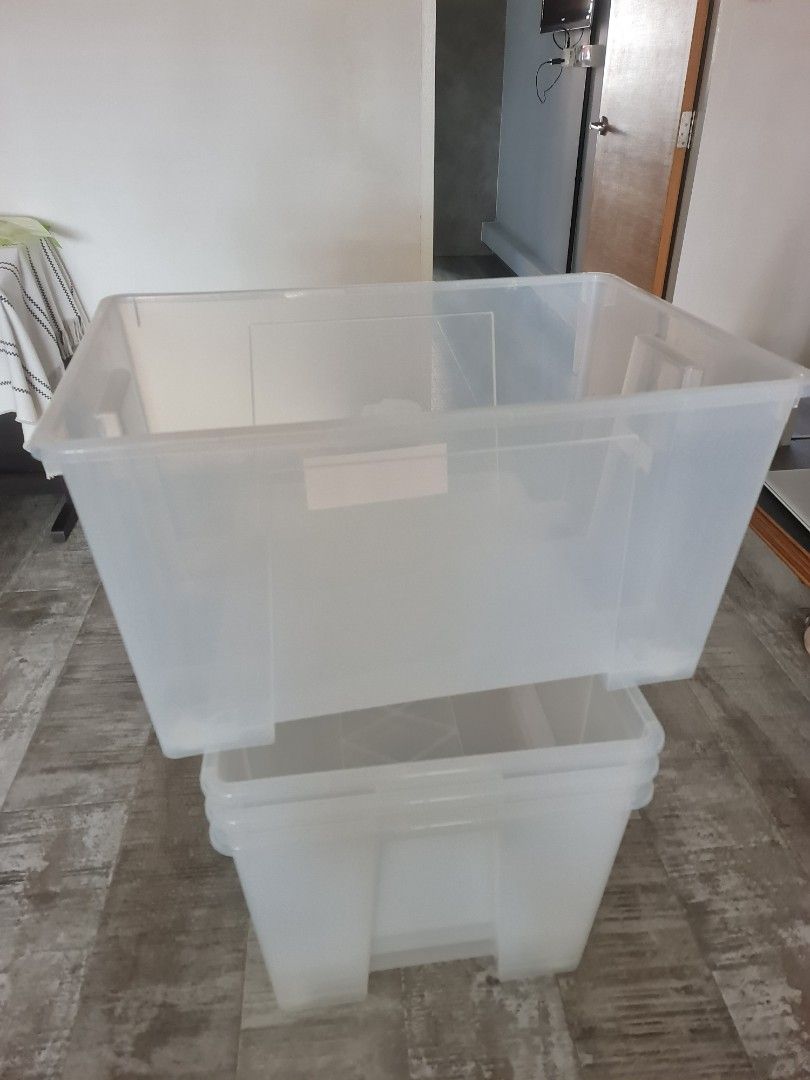 4 sets Ikea Plastic Storage box with cover, Furniture & Home Living