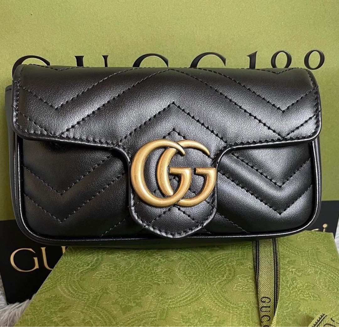 Gucci Supermini Marmont Black, Luxury, Bags & Wallets on Carousell