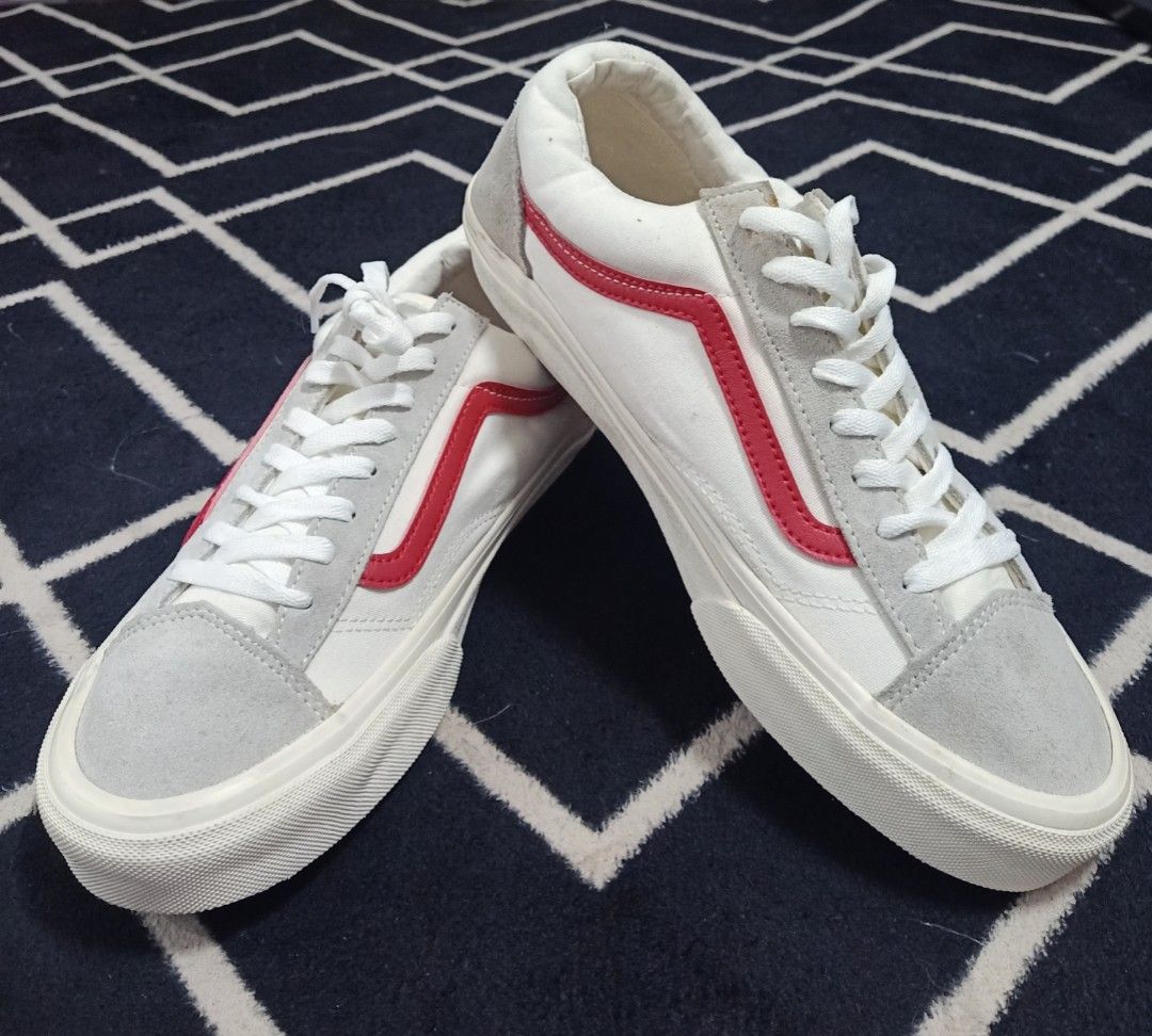 Vans old skool marshmallow red stripe on sale