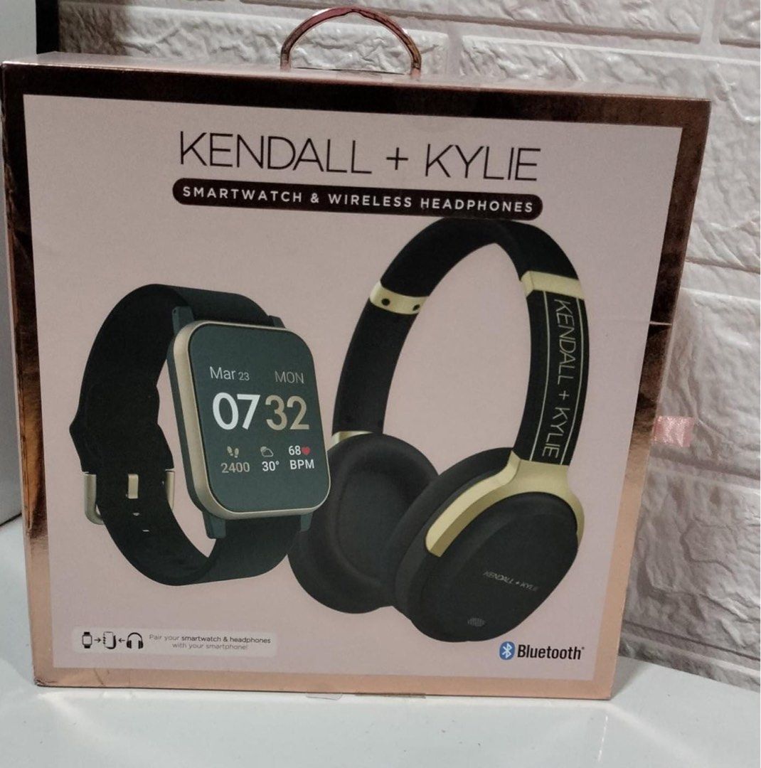 KENDALL & KYLIE SMARWATCH SET HEADPHONE BLACK GOLD, Barang Mewah, Jam