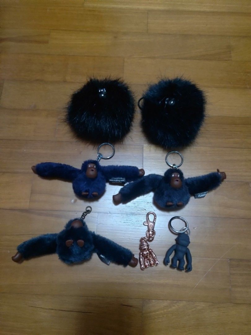 Kipling keychains (Category: Character Goods) located in Singapore. Submitted by awsterz (Listing ID 1214733521, Image 1). Description: Original Kipling metal and rubber keychains furry - $10 rubber - $8 SOLD rose gold - $15.