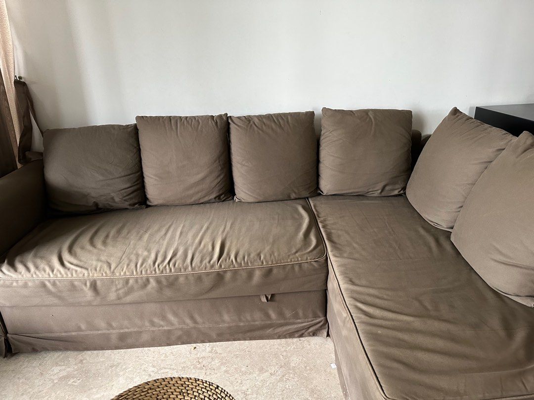 L shape Ikea Moheda sofa bedmoving out, Furniture & Home Living