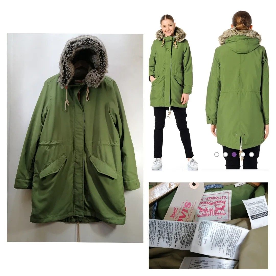 Levis detachable fur parka, Women's Fashion, Coats, Jackets and Outerwear  on Carousell