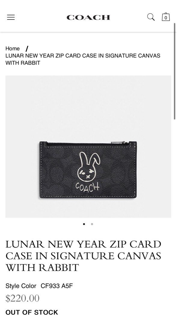 Lunar New Year Small Zip Around Card Case With Rabbit - Coach