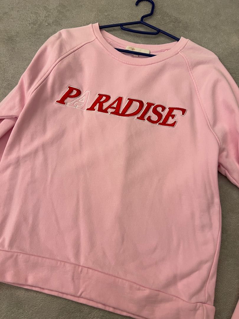 Maje 2021 Paradise embroidered pink sweatshirt
