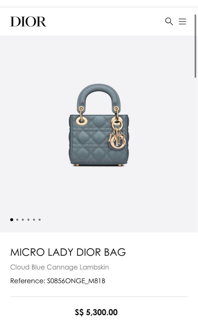 Lady Dior Micro Bag Cloud Blue Cannage Lambskin