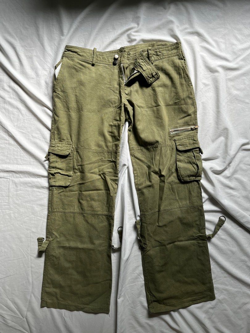 Military Green Cargo Pants, Men's Fashion, Bottoms, Trousers on Carousell